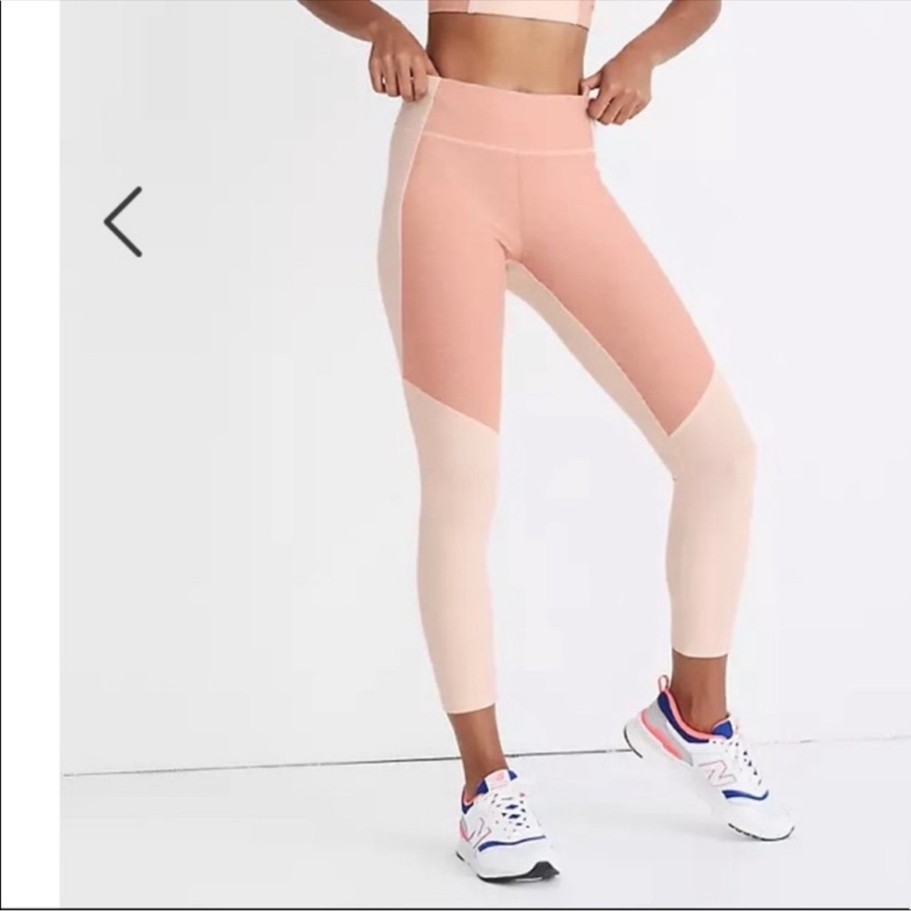 OUTDOOR VOICES pink colorblock 3/4 warm up leggings